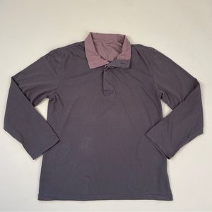 Van Laack Lufthansa First Class Men's 3/4 Button Long Sleeve Polo Shirt Medium